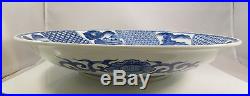 Antique Japanese Arita Imari Porcelain Bowl Charger Blue & White Sometsuke Japan