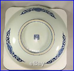 Antique Japanese Arita Imari Porcelain Bowl Charger Blue & White Sometsuke Japan