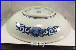 Antique Japanese Arita Imari Porcelain Bowl Charger Blue & White Sometsuke Japan