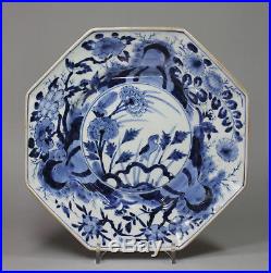 Antique Japanese Arita blue and white octagonal plate, c. 1700