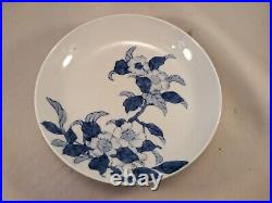 Antique Japanese Blue & White NABESHIMA Porcelain Plate Sakura Cherry Blossoms