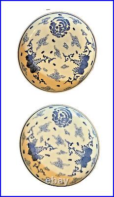 Antique Japanese Hand Painted Imari Arita Blue and White Deep Plate 30 cm