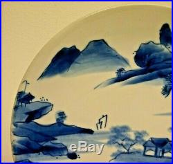Antique Japanese Imari Blue White Landscape Porcelain Charger Plate 12