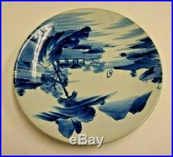Antique Japanese Imari Blue White Landscape Porcelain Charger Plate 12