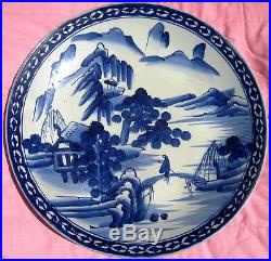 Antique Japanese Porcelain Blue & White Charger Plate