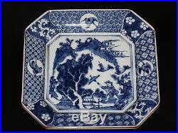 Antique Japanese or Chinese Blue & White Porcelain Plate Hand Painted Cobalt