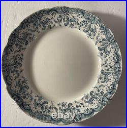 Antique John Maddock & Sons Seville Blue & White Plates Set of 9 England Vintage