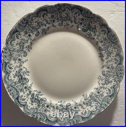 Antique John Maddock & Sons Seville Blue & White Plates Set of 9 England Vintage