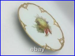 Antique KPM Art Nouveau Fruit Plate Blue Sceptre Red Orb Gold Trim #1