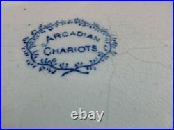 Antique Large Blue & White Oval Dish Arcadian Chariots Pattern c. 1850-70s
