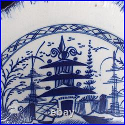 Antique Late 18thC Staffordshire Pearlware Blue White Pagoda Pattern Plate