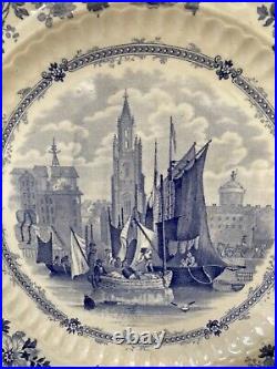 Antique Liverpool From The Seacombe Slip Herculaneum Pottery Plate U. K. C1830