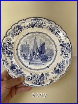 Antique Liverpool From The Seacombe Slip Herculaneum Pottery Plate U. K. C1830