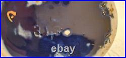 Antique Majolica Vase Two Handles Beautiful Cherub Scene Blue White Gold 2 Small
