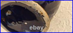 Antique Majolica Vase Two Handles Beautiful Cherub Scene Blue White Gold 2 Small