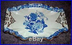 Antique Masons Ironstone Blue & White Flower & Bird Serving Platter Plate