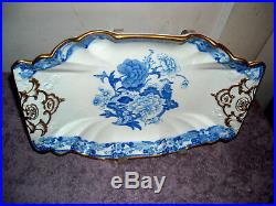Antique Masons Ironstone Blue & White Flower & Bird Serving Platter Plate
