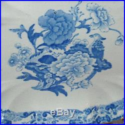 Antique Masons Ironstone Blue & White Flower & Bird Serving Platter Plate