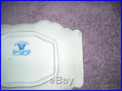 Antique Masons Ironstone Blue & White Flower & Bird Serving Platter Plate