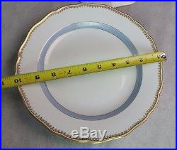 Antique Meissen 6 Dinner Plates Blue Band Double Crossed Swords Logo