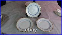 Antique Meissen 6 Dinner Plates Blue Band Double Crossed Swords Logo