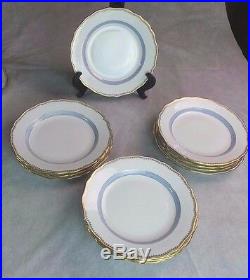 Antique Meissen 6 Dinner Plates Blue Band Double Crossed Swords Logo