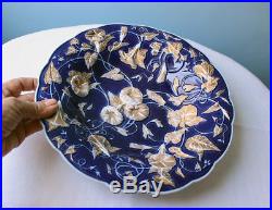 Antique Meissen High Relief Cobalt Blue, Gold and White Layered Plate