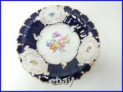 Antique Meissen Porcelain Plates Cobalt Blue Gold & White Circa 1900 Free S&H