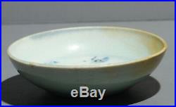 Antique Ming Dynasty Blue White Porcelain Red Fish Hole Bottom Dish Saucer 12cm