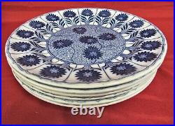 Antique Minton CHINA ASTER Blue Aesthetic 9 Lunch Plates c. 1879 Set of 6