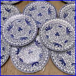 Antique Myott & Son Satsuma Blue & White Dinner Set Plates Platters 6 Person