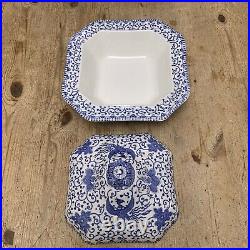 Antique Myott & Son Satsuma Blue & White Dinner Set Plates Platters 6 Person