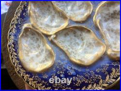 Antique Oyster Plate Haviland Limoges Gold & Blue France Selzer Cleveland 1876