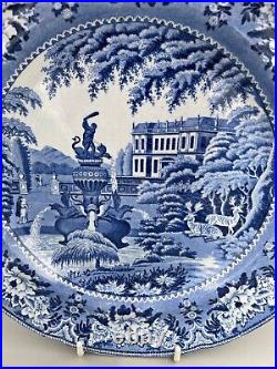 Antique Pearlware Blue / White Plate By Cj Mason Hercules Fountain Pattern