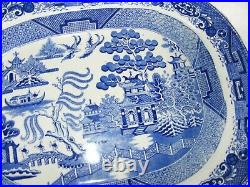 Antique Pearlware Pottery Meat Platter Plate Willow Blue White Pattern