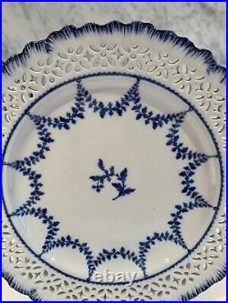 Antique Pearlware pierced Wedgwood Feather Edge Floral Swag Plates c. 1883