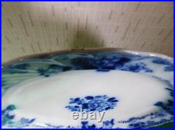Antique Poss Bishop & Stonier Serving Plate Meat Platter Dish Oval Blue & White