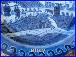 Antique Qing Dynasty Chinese Kangxi Van Frytom Blue and White Plate Dish D20cm