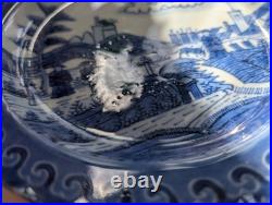 Antique Qing Dynasty Chinese Kangxi Van Frytom Blue and White Plate Dish D20cm