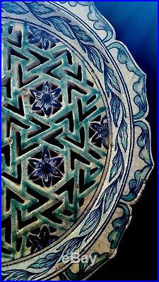 Antique Rare Iznik Reticulated Big Plate in Blue and White. MUST SEE! SALE