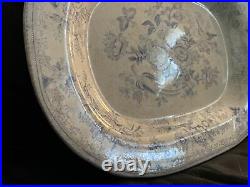 Antique Ridgway Asiatic Pheasant Platter Staffordshire Blue White Transferware