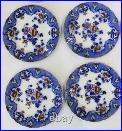 Antique Ridgway Flow Blue Porcelain Dinner Plates Set of 10 Moyune Pattern 10