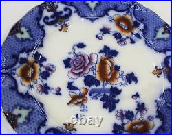 Antique Ridgway Flow Blue Porcelain Dinner Plates Set of 10 Moyune Pattern 10