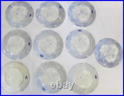 Antique Ridgway Flow Blue Porcelain Dinner Plates Set of 10 Moyune Pattern 10