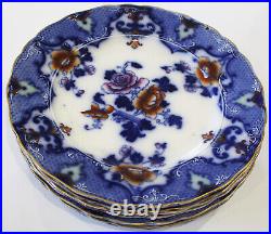 Antique Ridgway Flow Blue Porcelain Dinner Plates Set of 10 Moyune Pattern 10