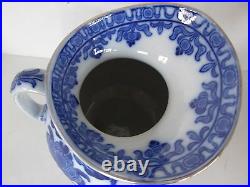 Antique Ridgways England #6 Wash Basin & Pitcher Floral Pattern Cobalt Blue