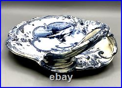 Antique Royal Bonn Delft Plate Franz Anton Mehlem Raised Design Blue White 1890s