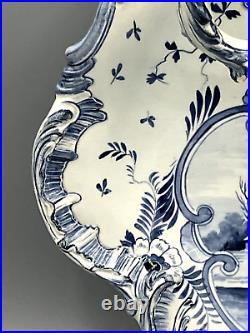 Antique Royal Bonn Delft Plate Franz Anton Mehlem Raised Design Blue White 1890s