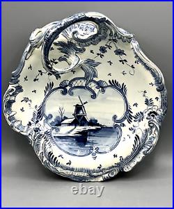 Antique Royal Bonn Delft Plate Franz Anton Mehlem Raised Design Blue White 1890s