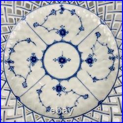 Antique Royal Copenhagen Blue Fluted 9 Plate Full Lace Pre c1893Pierced Border